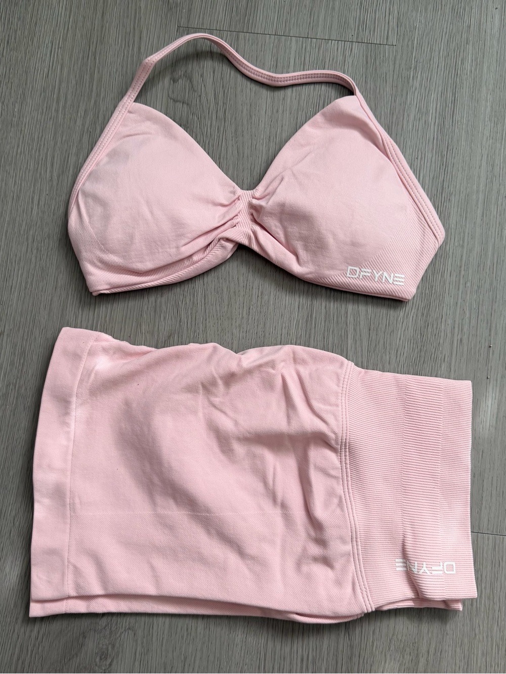 DFYNE Light Pink Bralette and Shorts Set